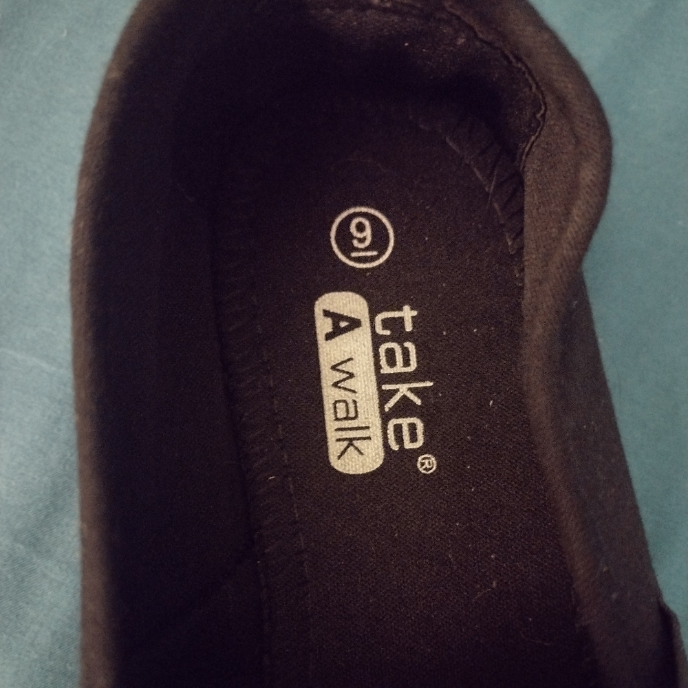 NWOT Take a Walk Women's Black Stretch Slip On Athletic Shoes with White Soles - Picture 9 of 15